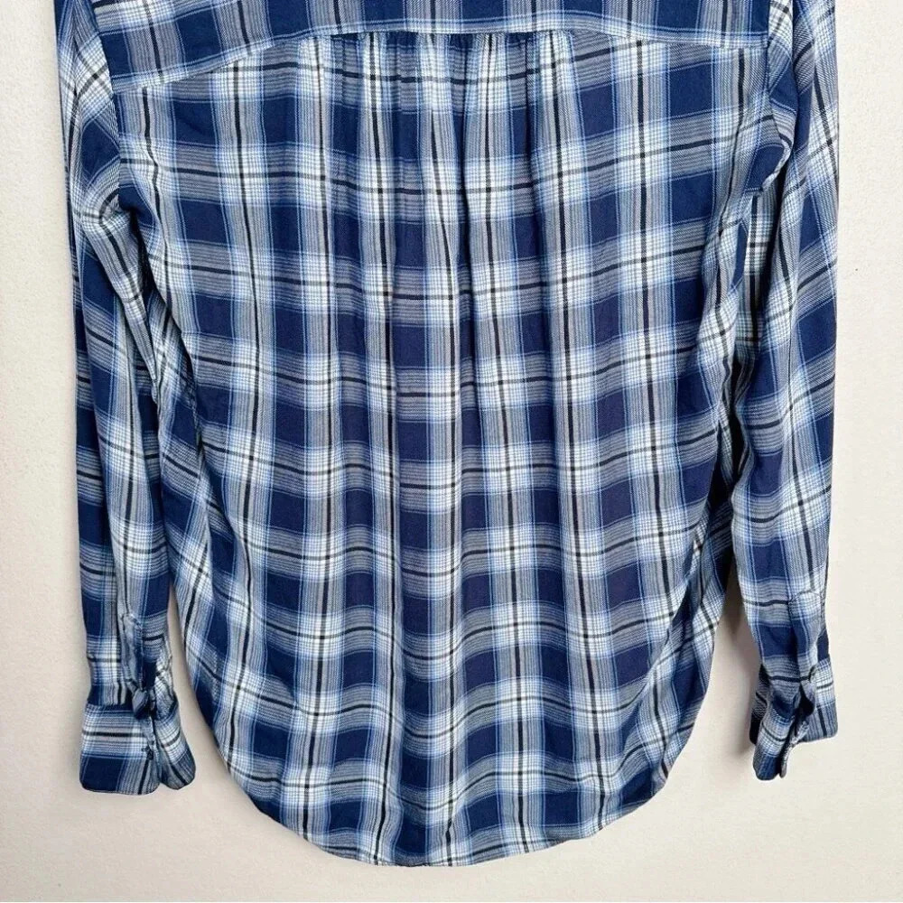 Madewell Womens Size Xsmall Central  Lansford Plaid Blue Long Sleeve - Picture 12 of 13
